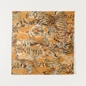 Vintag Tiger Safari Wildlife Pattern Wandteppich (Vorderseite (Horizontal))