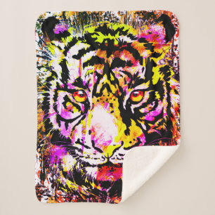 Vintag Tiger Sherpa - Tiger Big Cats - Wildfauna Sherpadecke