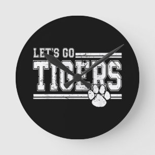 Vintag Tigers School Sports Name Retro Runde Wanduhr