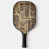 Vintag Tiki Set Personalisiert Pickleball Schläger (Rückseite)