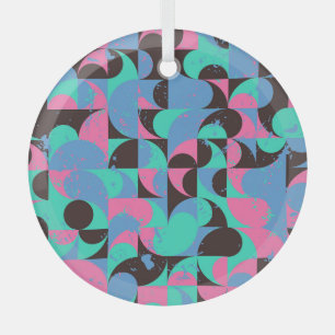 Vintag Tiles Neon Pink Green Ornament Aus Glas
