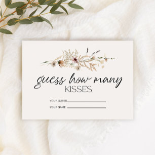 Vintag Tiny Floral Wie viele Kisses Bridal Spiel Begleitkarte