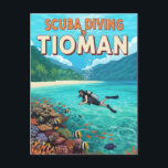 Vintag Tioman Malaysia Scuba Diving Postkarte<br><div class="desc">Die Insel Tioman liegt vor der Ostküste der Halbinsel Malaysia und ist ein Paradies für Taucher, die ein lebendiges Meeresleben und kristallklares Wasser suchen. Die Insel gehört zum geschützten Meerespark Tioman und ist von Korallenriffen umgeben, die von biologischer Vielfalt geprägt sind, was sie zu einem Lieblingsplatz unter Anfängern und erfahrenen...</div>