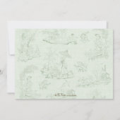 Vintag Toile Baby Dusche Einladung Grün (Rückseite)