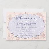 Vintag Toile Birthday Tee Party Einladung (Vorderseite)