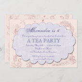 Vintag Toile Birthday Tee Party Einladung (Vorne/Hinten)