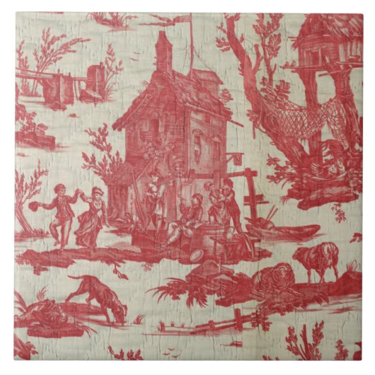 Vintag Toile de Jouy Picturesque Szene Fliese (Vorderseite)