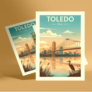 Vintag Toledo Ohio Postkarte