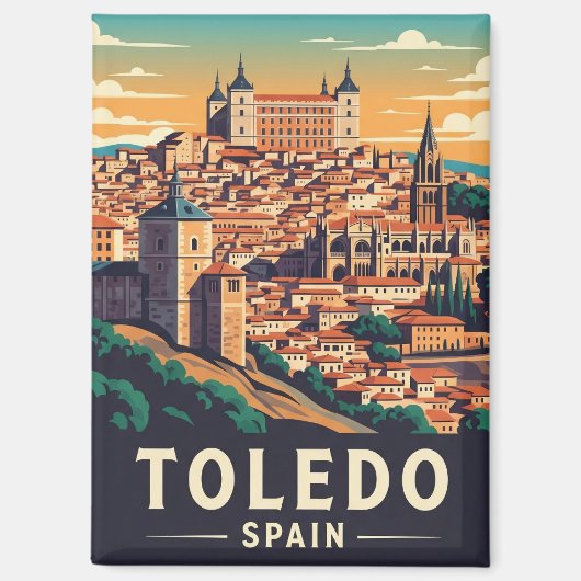 Vintag Toledo Spanien Alcazar Reisen Magnet (Vorderseite)