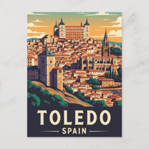 Vintag Toledo Spanien Alcazar Reisen Postkarte