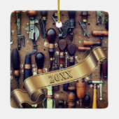 Vintag Tools l Retro Holzbearbeitung Weihnachten Keramikornament (Rückseite)