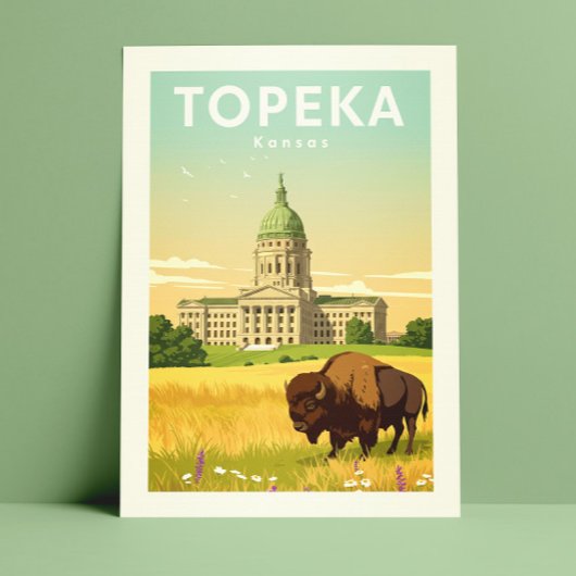 Vintag Topeka Kansas Postkarte