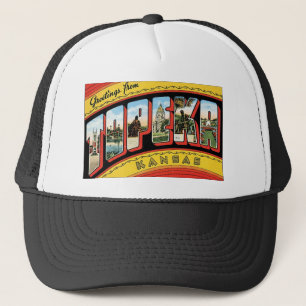 Vintag Topeka, Kansas Postkarte Truckerkappe