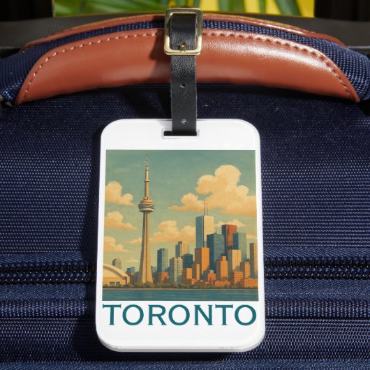 Vintag Toronto Canada - CN Tower Skyline Gepäckanhänger (Vorderseite Insitu 2)