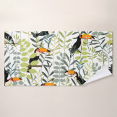 Vintag Toucans Green Blätter Muster Badehandtuch (Badehandtuch)