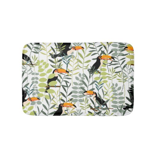 Vintag Toucans Green Blätter Muster Badematte (Vorderseite)