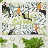 Vintag Toucans Green Blätter Muster Geschirrtuch (Gefaltet)