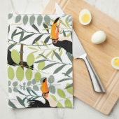Vintag Toucans Green Blätter Muster Geschirrtuch (Viertel Falte)