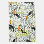 Vintag Toucans Green Blätter Muster Geschirrtuch (Vertikal)