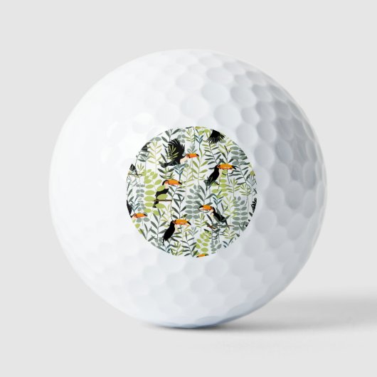 Vintag Toucans Green Blätter Muster Golfball (Vorderseite)