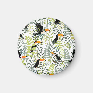 Vintag Toucans Green Blätter Muster Magnet