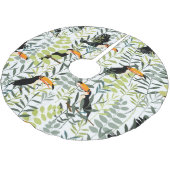 Vintag Toucans Green Blätter Muster Polyester Weihnachtsbaumdecke (Schrägansicht)