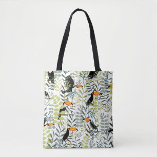 Vintag Toucans Green Blätter Muster Tasche