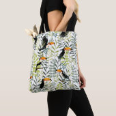 Vintag Toucans Green Blätter Muster Tasche (Von Nahem)