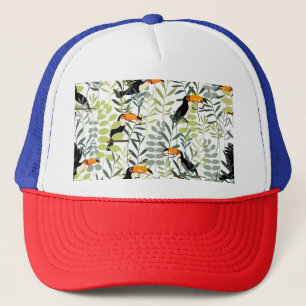 Vintag Toucans Green Blätter Muster Truckerkappe