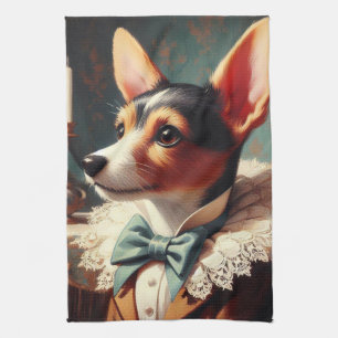 Vintag Toy Fox Terrier Painting Geschirrtuch