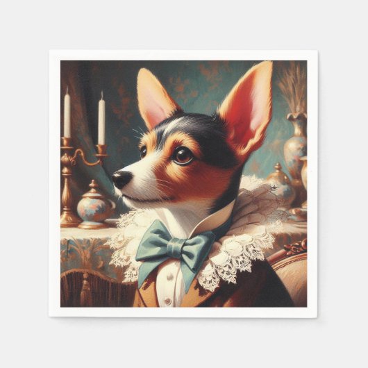 Vintag Toy Fox Terrier Painting Serviette (Vorderseite)