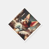 Vintag Toy Fox Terrier Painting Serviette (Ecke)