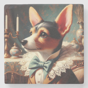 Vintag Toy Fox Terrier Painting Steinuntersetzer