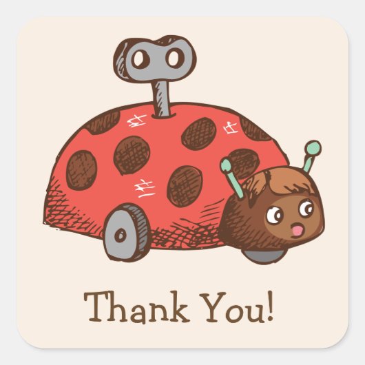 Vintag Toy Ladybug Vielen Dank Quadratischer Aufkleber (Vorderseite)