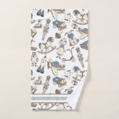 Vintag Toy Pattern Blau/braun ID783 Badhandtuch Set (Handtuch)