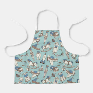 Vintag Toy Pattern Blau/braun ID783 Schürze