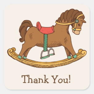 Vintag Toy Rocking Horse Retro Vielen Dank Quadratischer Aufkleber
