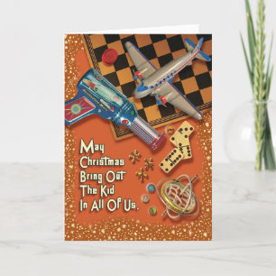 Vintag Toys Retro Weihnachtskarte Feiertagskarte