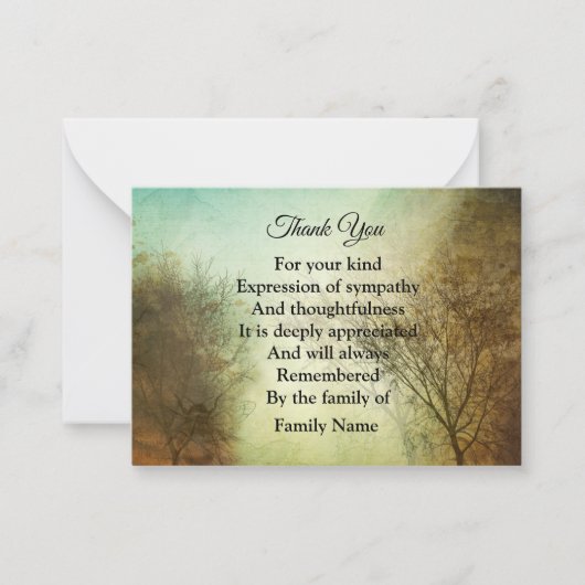 Vintag Tree Vielen Dank Mitteilungskarte (Vorderseite)