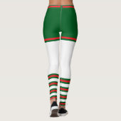 Vintag Trendy Holiday Elf Green White Red Leggings (Rückseite)