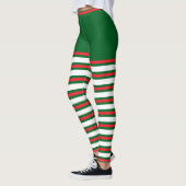 Vintag Trendy Holiday Elf Green White Red Leggings (Links)