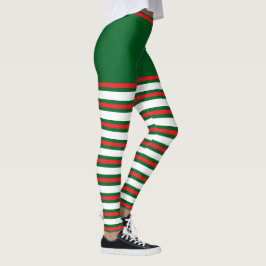 Vintag Trendy Holiday Elf Green White Red Leggings