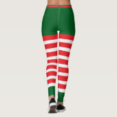 Vintag Trendy Holiday Elf Green White Red Leggings (Rückseite)
