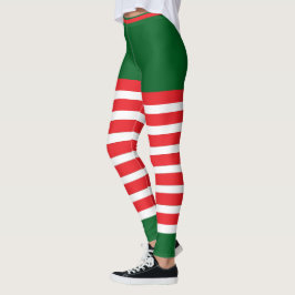 Vintag Trendy Holiday Elf Green White Red Leggings