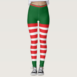 Vintag Trendy Holiday Elf Green White Red Leggings