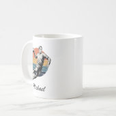 Vintag Trendy Modern Handball Player Personalisier Kaffeetasse (Vorderseite Links)