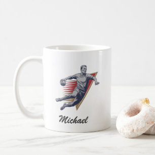 Vintag Trendy Modern Handball Player Personalisier Kaffeetasse
