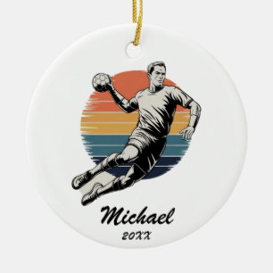 Vintag Trendy Modern Handball Player Personalisier Keramik Ornament