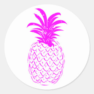 Vintag Trendy Tropical Pink Ananas Runder Aufkleber