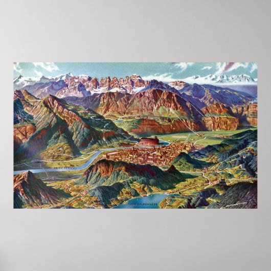 Vintag Trient und Brenta Dolomites Italien Karte Poster (Vorne)
